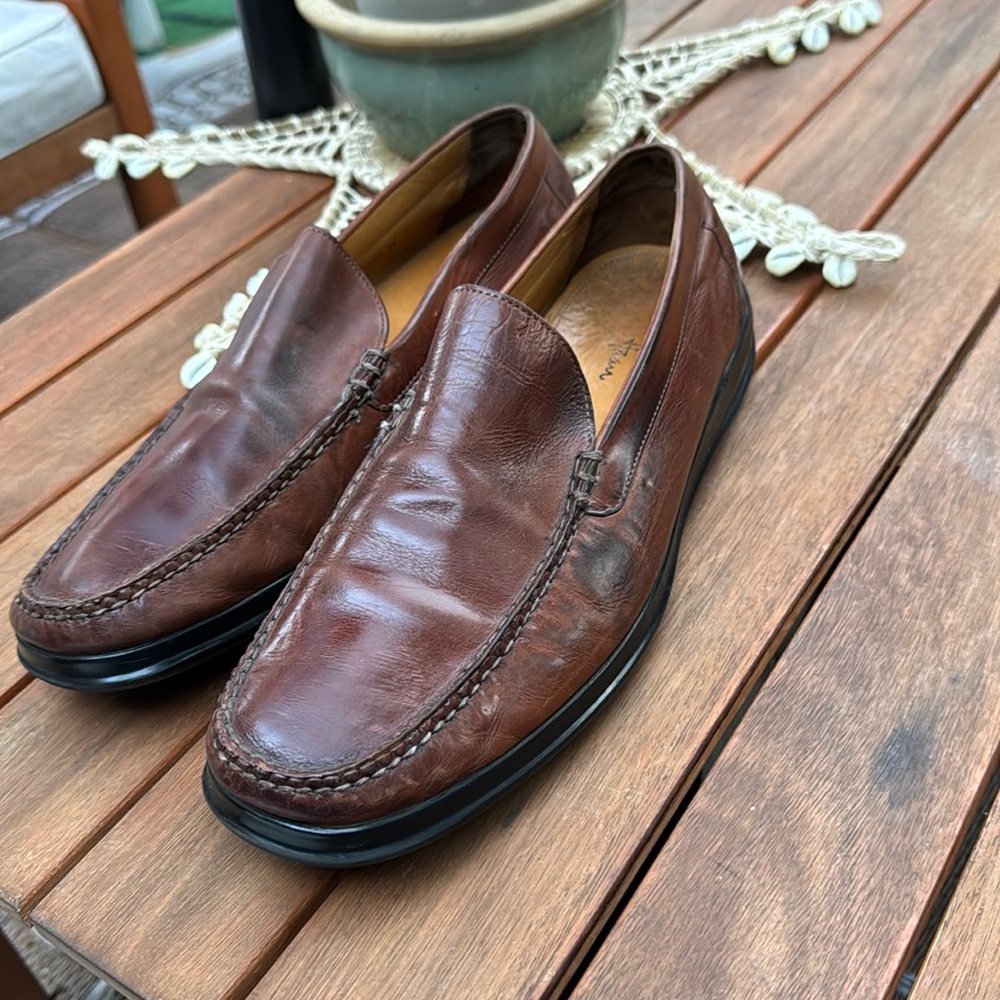 Rare Cole Haan  Nike Air Mens Shoes Dempsey Tan Leather Dress Casual  Loafers - Picture 2 of 6